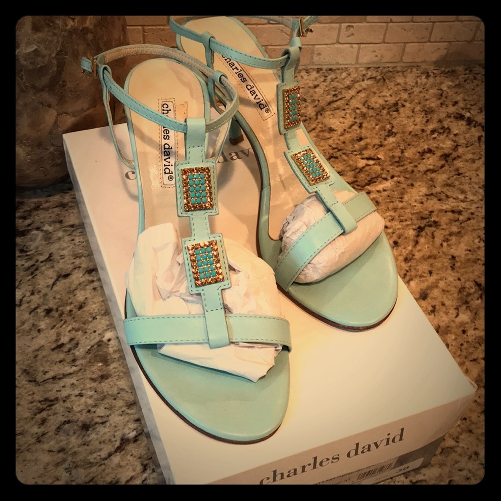 Charles David Robin’s Egg Blue Dressy Sandal 8 EUC